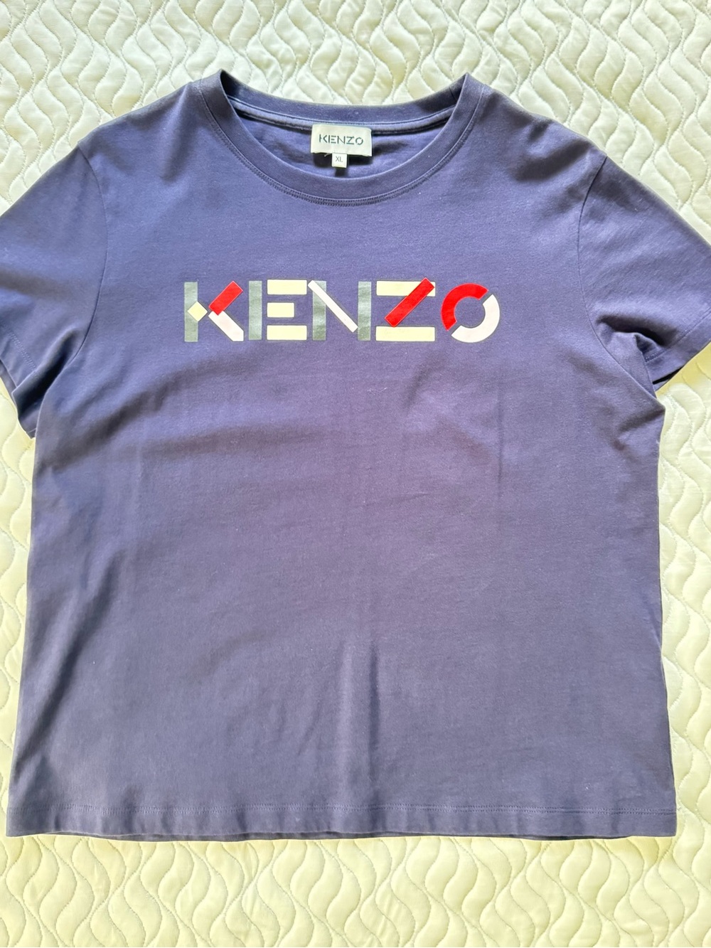 KENZO Women SS21 Multicolor Logo Navy T-Shirt XL FB52TS8404SA